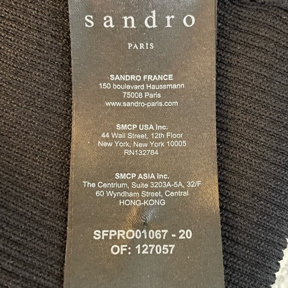 Sandro Laurana Black Ribbed Knit Ruffled Mesh Trimmed Mini Dress US Size 6 EU 38 - Picture 9 of 11